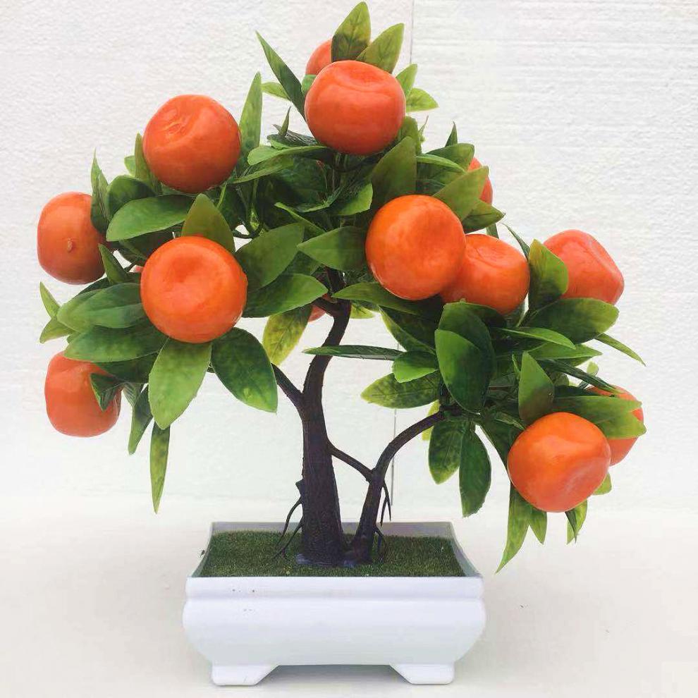 仿真水果摆件塑料假花绿植发财树橘子桃子苹果树盆栽客厅50厘米橘子树