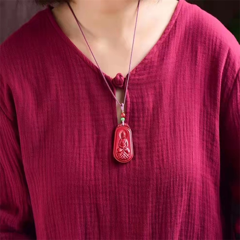 铭啸朱砂紫金砂释迦牟尼佛陀吊坠佛祖释迦摩尼挂件紫金砂男女项链47x