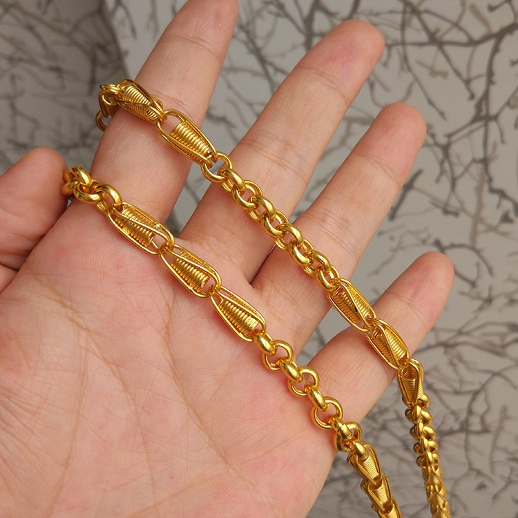 老凤凰同款项链男麦穗圆环锁骨链金包银时尚金链子百搭情侣款金项链bj