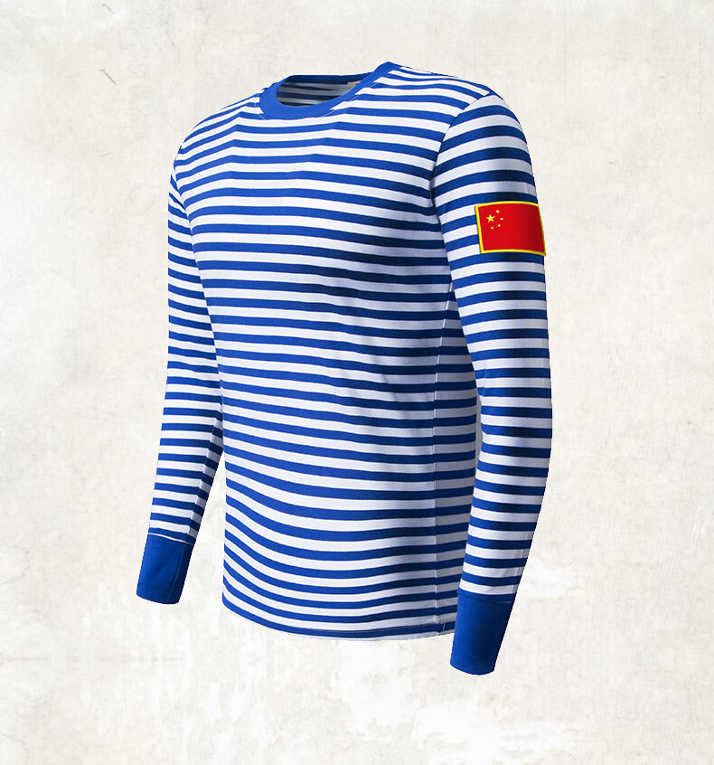 海军t恤海军衫老式海魂衫男士长袖t恤圆领复古蓝白条纹体恤纯棉水手服