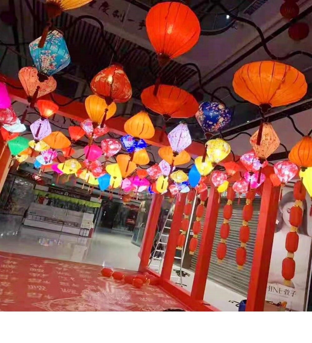 户外防水宫灯笼挂饰装饰景区灯笼 16寸钻石灯笼1个-颜色备注【图片