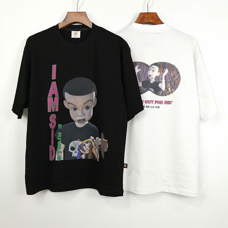 过验得物韩国正adlv甜甜圈男孩女孩宽松明星同款短袖t恤 e02白色 1码