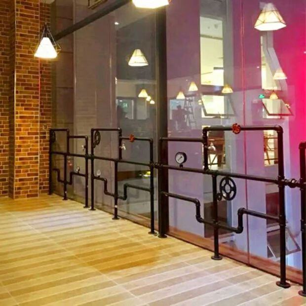 定制loft铁艺水管阳台护栏创意复古工业风扑克牌餐厅酒吧楼梯扶手哚优