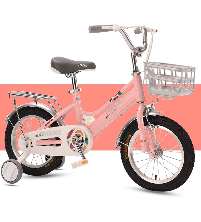 自行车儿童带辅助轮小孩公主款单车 16寸粉色(适合110cm-130cm)【图片