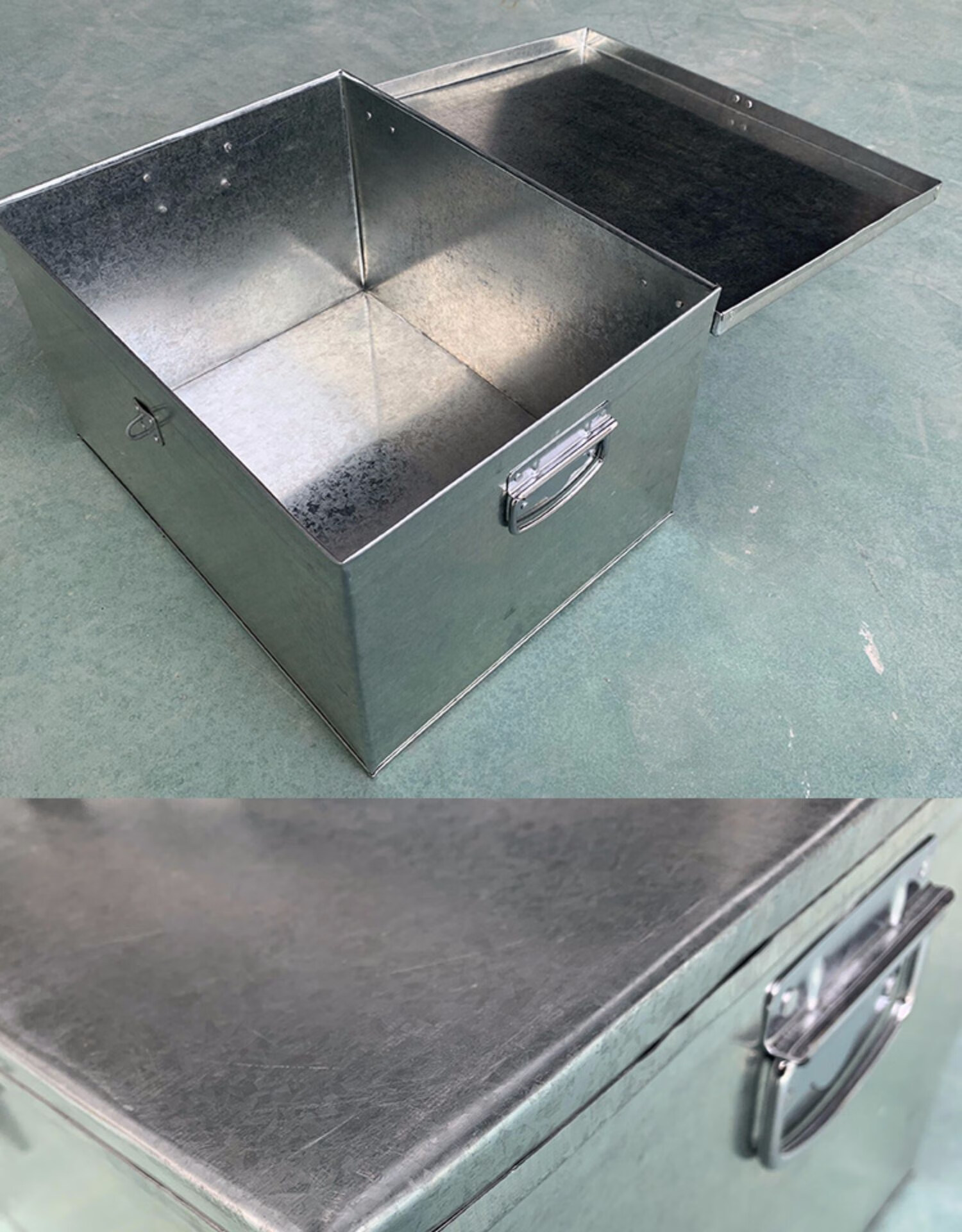 会前pdq大号铁皮箱白铁皮箱子五金工具箱加盖铁皮箱加厚车载工具箱