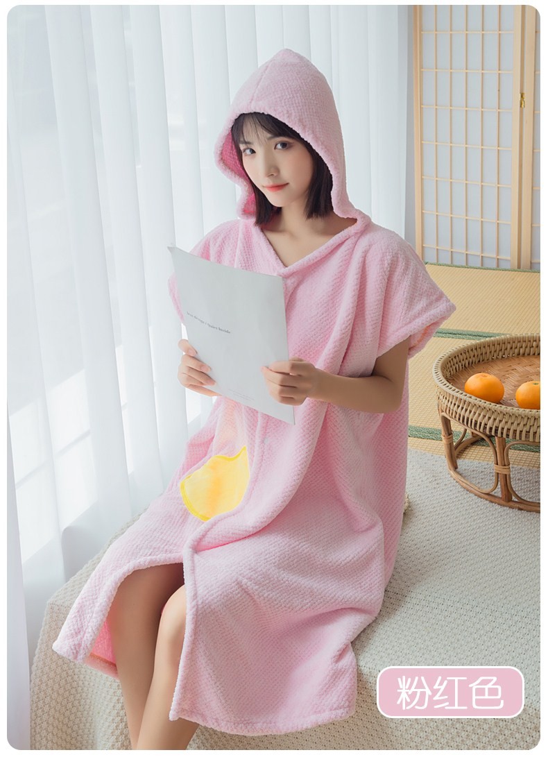 轻奢高端浴巾女可爱吸水速干不掉毛珊瑚绒家用浴袍可穿可裹成人浴裙