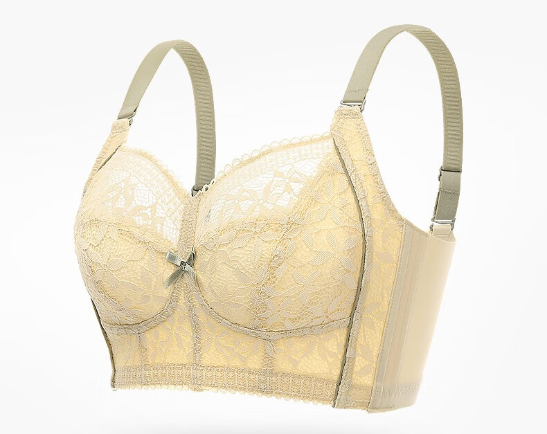 梦芭蒂内衣女无钢圈文胸大胸显小大码薄款收副乳防下垂调整型胸罩微影