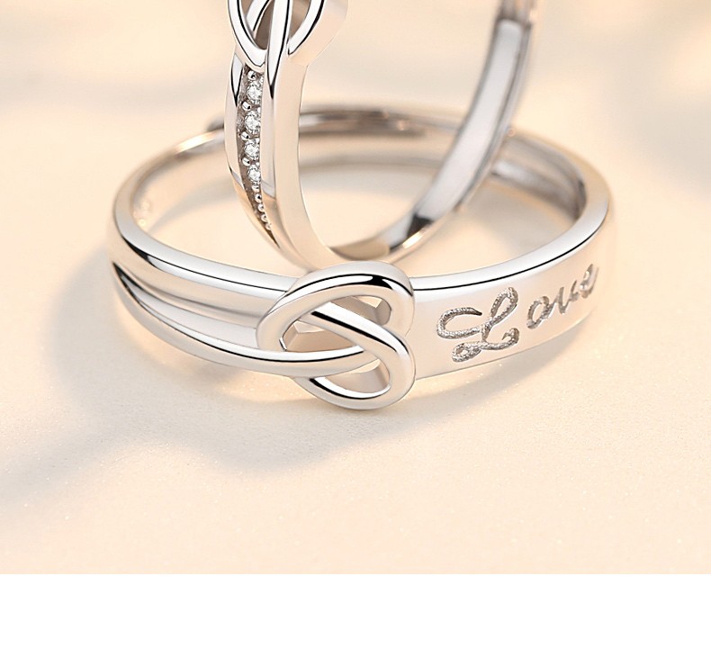 心心相印银戒指情侣一对日韩潮学生简约男女对戒可刻字生日礼物 心心