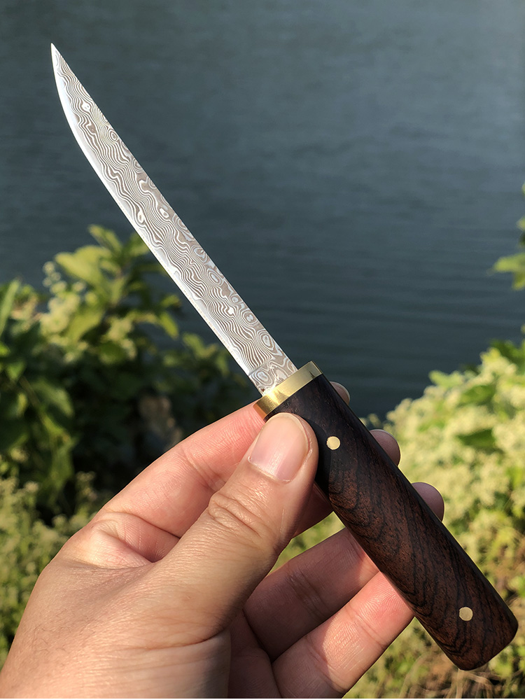 蒙古小刀藏族专用大马士革钢直刀vg10锻打高硬度刀具户外把玩随身防身
