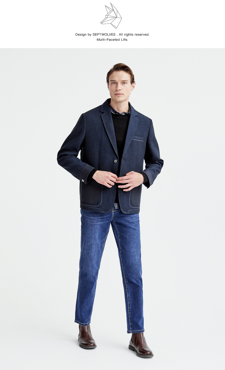 七匹狼西服秋季新款男士西装外套落肩廓形便西时尚休闲百搭男装衣服