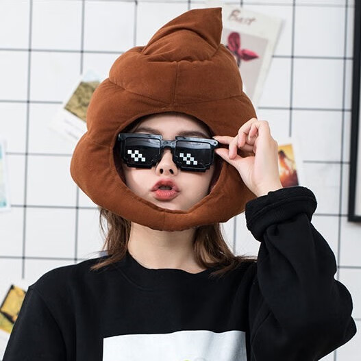 屎粑粑头套 痞幼同款搞笑便便毛绒头套大便屎帽子网红抖音自拍卖萌