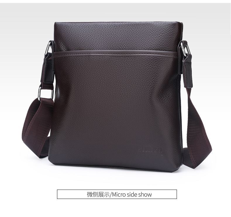 皮尔卡丹高档轻奢男士单肩包头层牛皮男包商务休闲单肩斜挎包竖款真皮