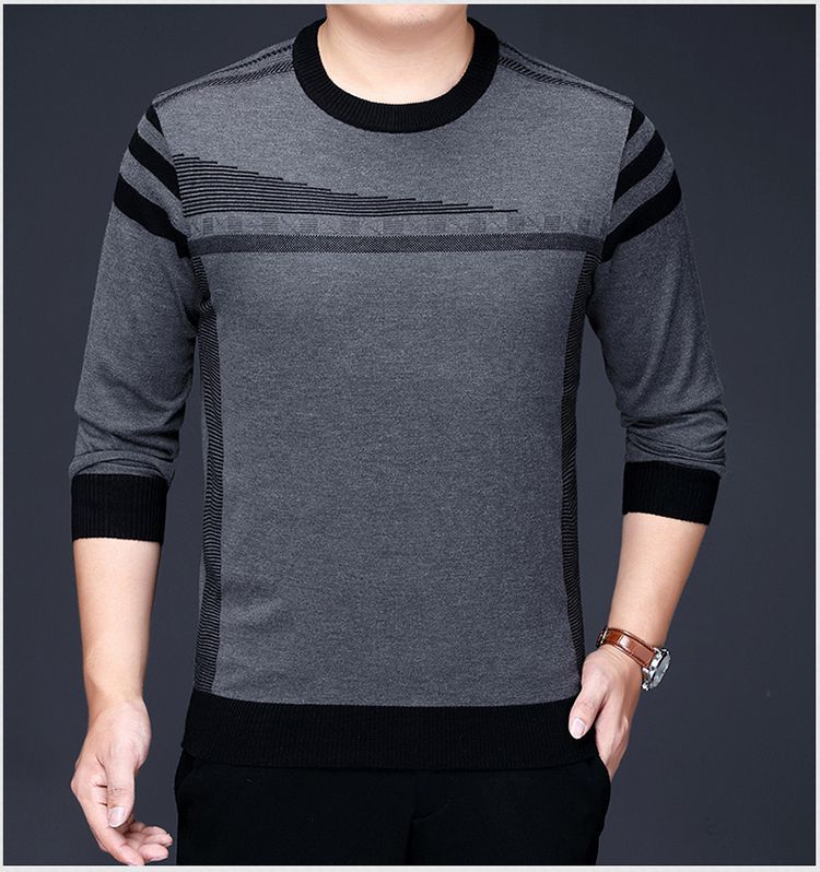 塞下南相春秋季中年男士长袖t恤圆领爸爸秋装薄款上衣中老年人秋衣