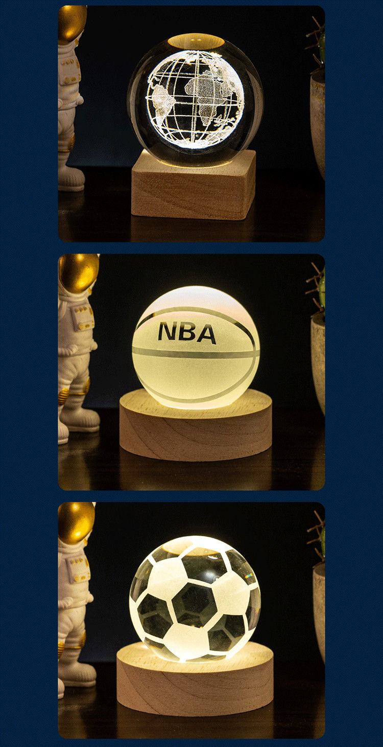 朋友同学有意义实用水晶篮球水晶足球情人节单个球水晶篮球6cmnba手环