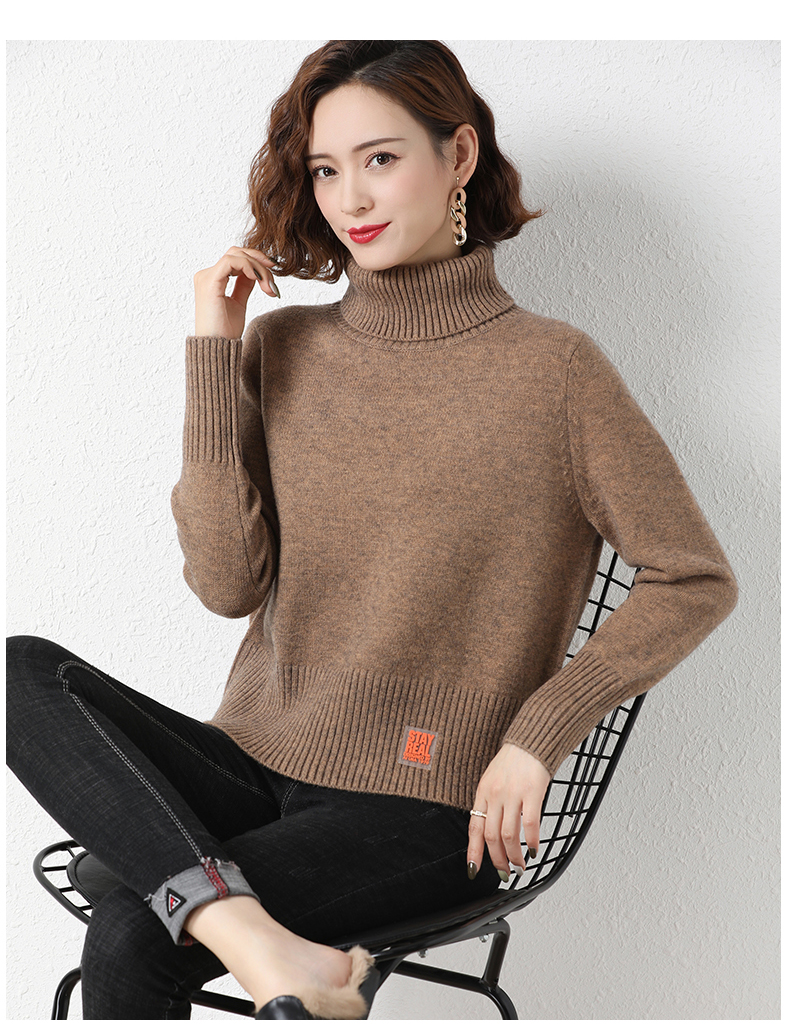 素荨高领毛衣女秋冬装2021年新款针织衫女套头宽松打底衫内搭上衣黑色