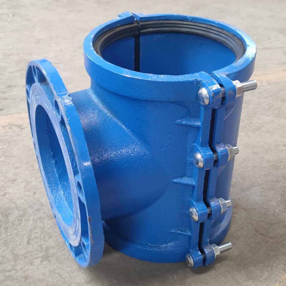 pe管专用哈夫节法兰分水三通铸铁管道开孔马鞍三通抢修器抱箍接头 p