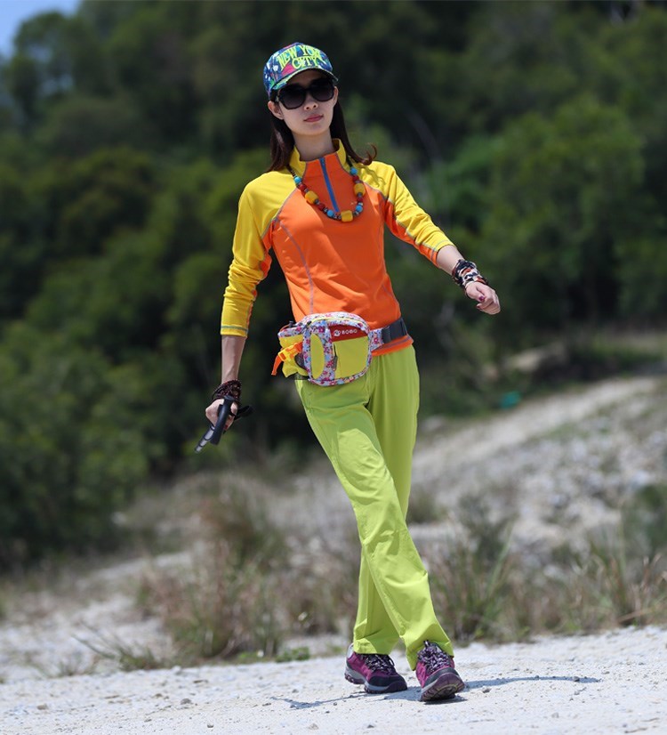 休闲速干衣长袖登山服装女夏季薄款透气徒步衣服抖音6203玫红色长袖m