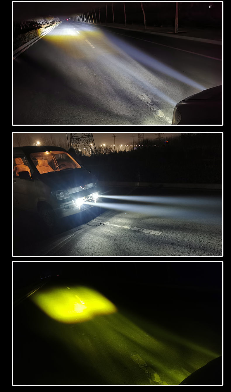 网红小钢炮射灯防水汽车led远光灯透镜外置激光炮12v24付黄白一体四只