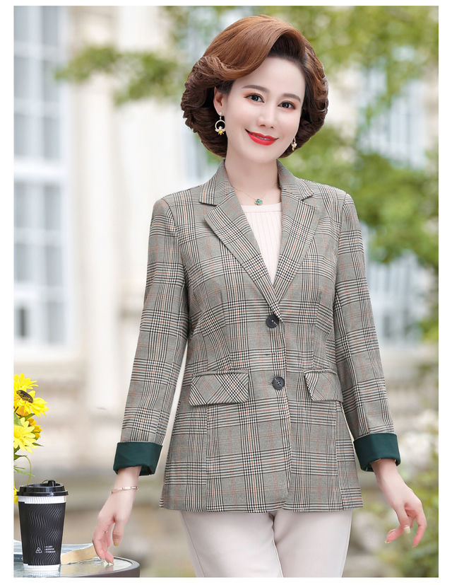 外套女长袖40-50岁妈妈装休闲百搭小西装2021年春秋新款修身显瘦西服
