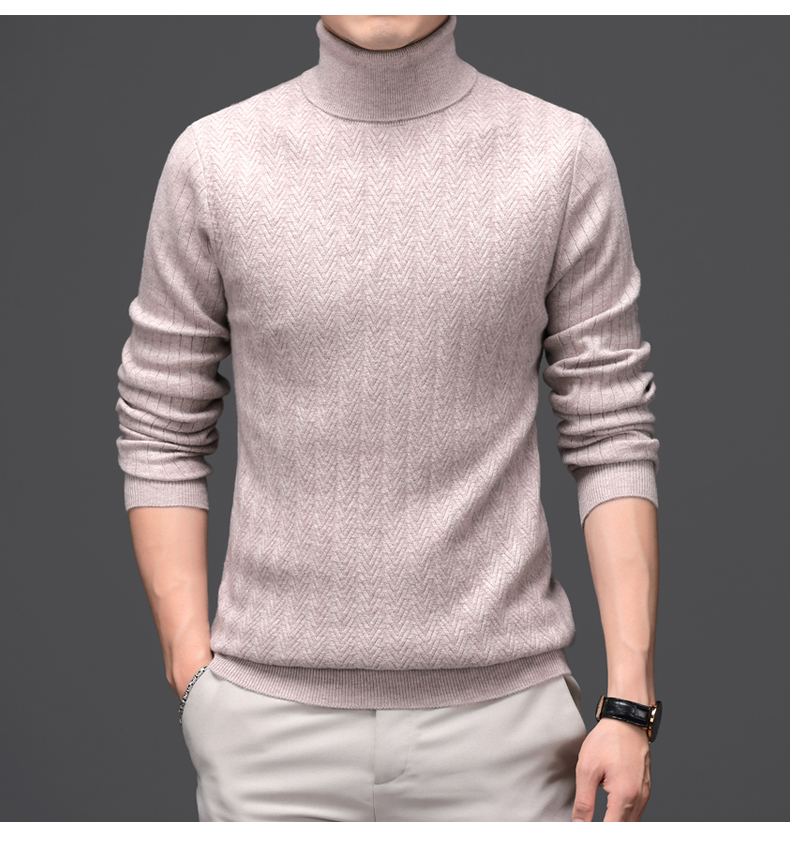 保罗(fulanle paulo)冬季新款高领毛衣男100纯羊毛羊毛衫针织衫加厚