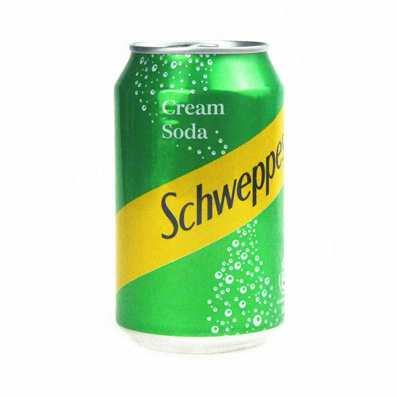 玉泉忌廉汽水香港进口饮料schweppes玉泉绿色忌廉creamsoda汽水330g24