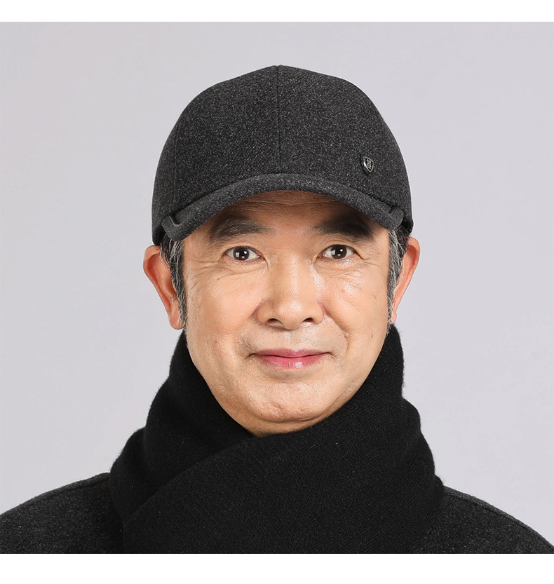 帽子男士冬天鸭舌帽中老年人棉帽爷爷加厚防风保暖护耳老头棒球帽