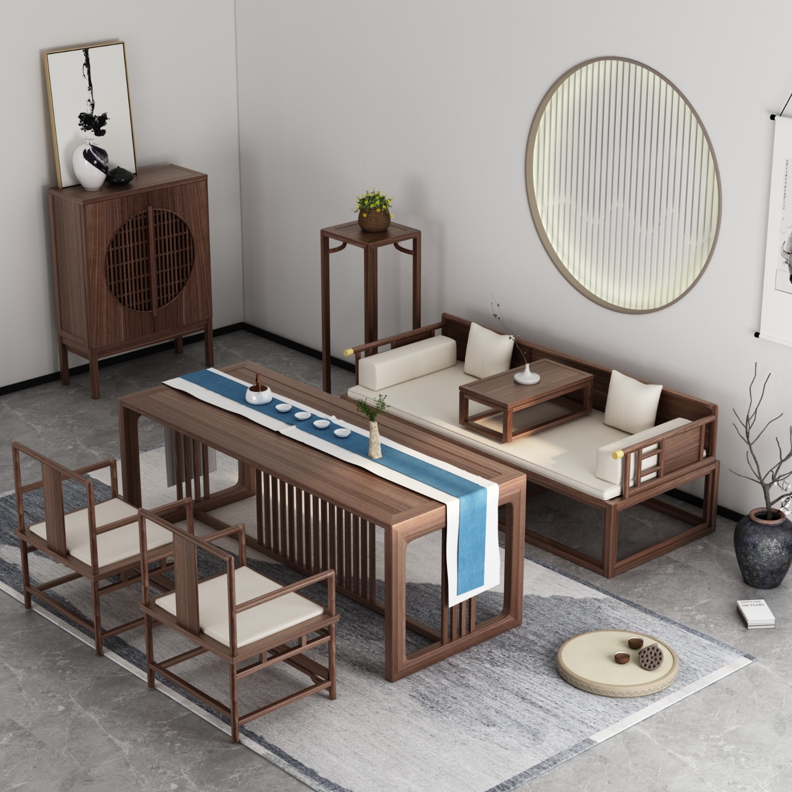 易旭 罗汉床老榆木沙发床实木罗汉椅罗汉榻床塌客厅新中式罗汉床茶桌