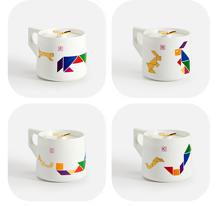 gwaantz观瓷艺七巧板十二生肖马克杯丨献给每一个曾是孩童的你水杯