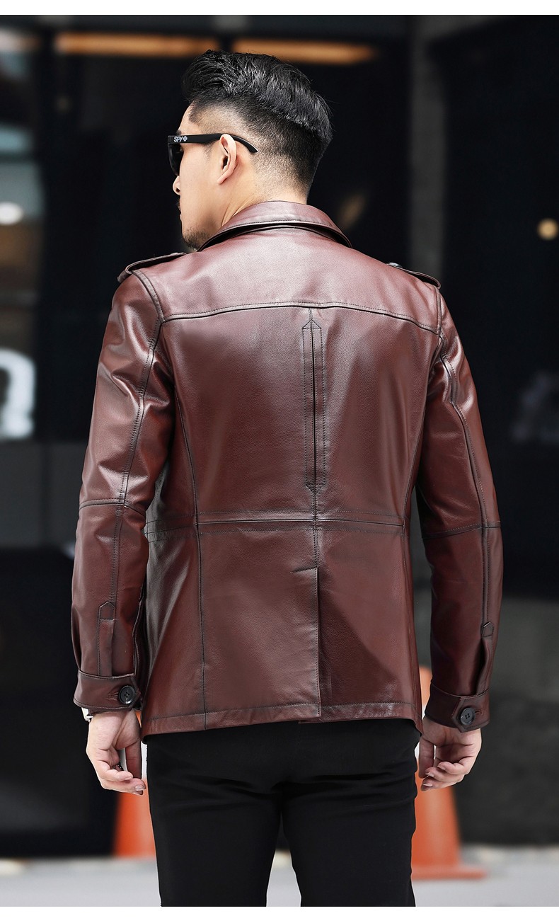 花花公子海宁真皮皮衣男头层牛皮皮衣夹克外套男2021秋季韩版修身版