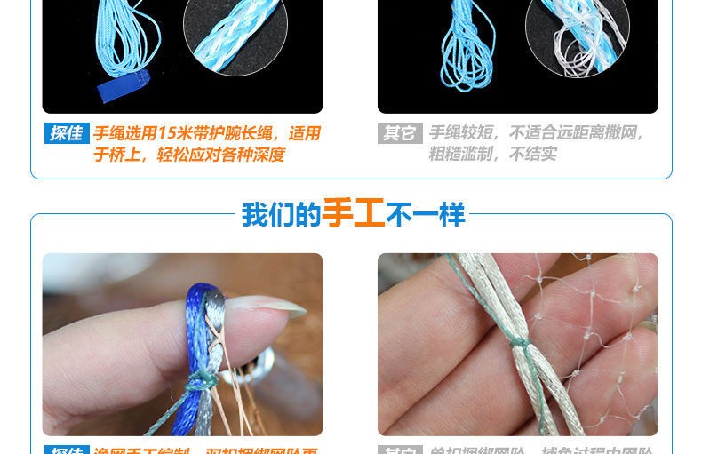 鱼丝线撒网大飞盘式圆盘手撒手抛网渔网捕鱼易抛网甩鱼网抓打捞鱼 鱼