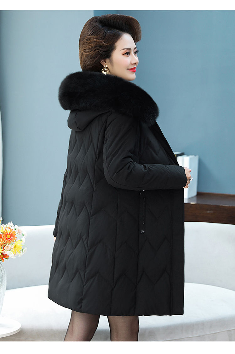 轻奢高档当季新品女士加厚羽绒服修身中长款秋冬季大毛领保暖中年妈妈