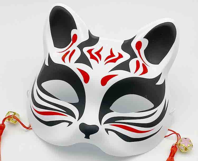 现货直发光狐狸猫面具女抖音古风彩绘化妆舞会万圣节半边脸狐狸北极象
