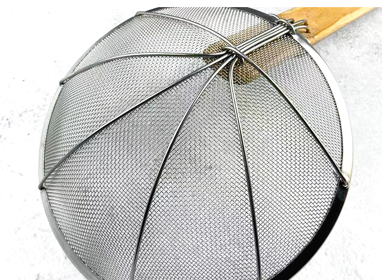 不锈钢过滤网漏勺木柄漏勺钢线捞篱油炸篱笊篱商用大号长柄捞面勺过滤