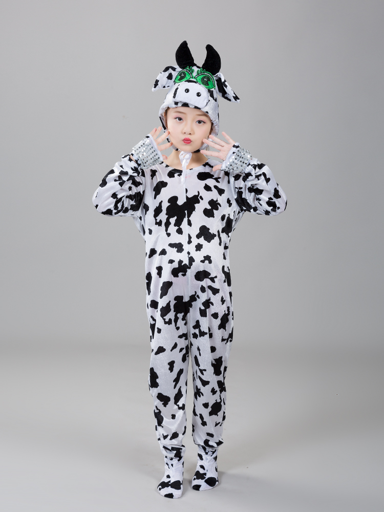 新款儿童奶牛演出服幼儿园动物表演服牛奶歌牧场小乖乖牛舞蹈服装女纱