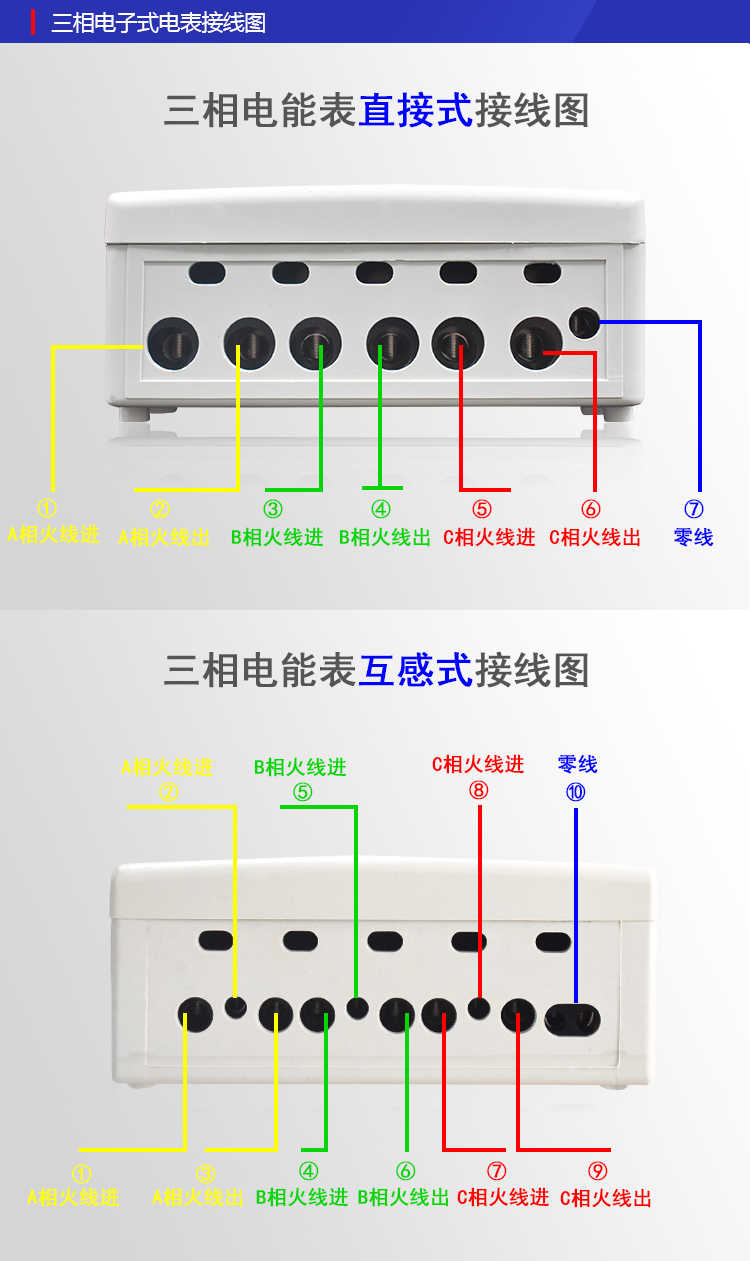 三相电子电度表接线图图片