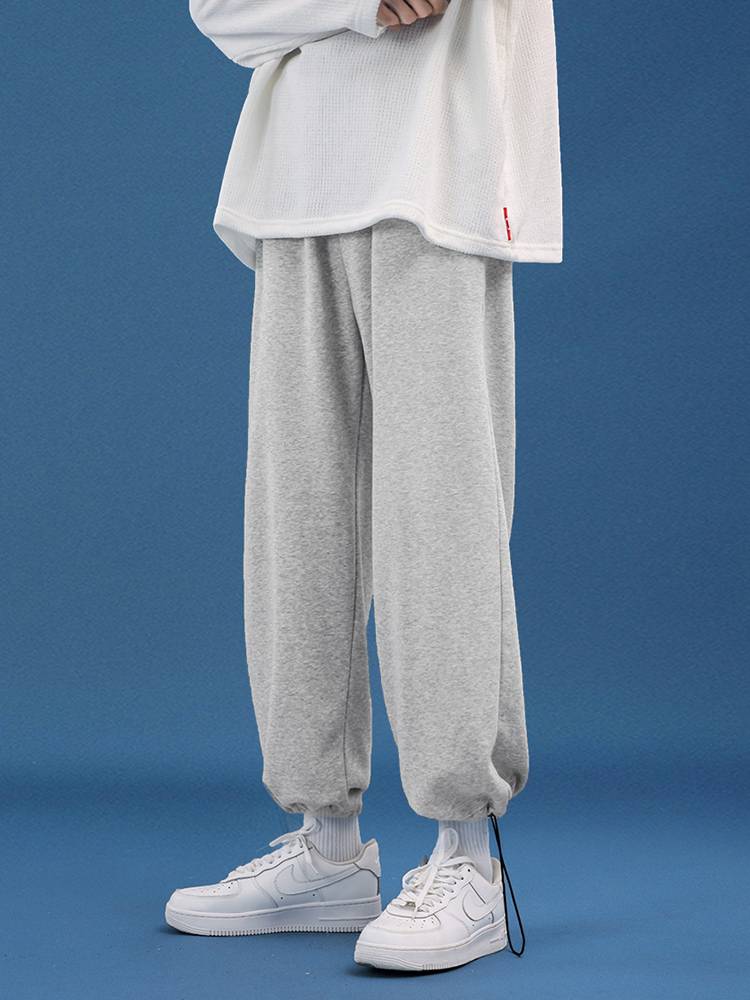 俞兆林抽绳裤男裤子男潮流休闲直筒九分束脚夏季灰色春秋款运动潮裤