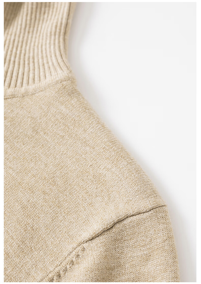 MARKLESS Men's Sweater, Autumn And Winter Warm Turtleneck Knit Pullover, Casual Inner Layer Base Shirt, 0710 Wheat Yellow, L 25