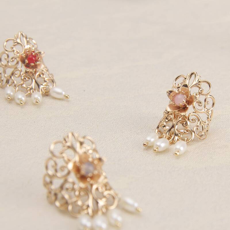 汉服头饰女童 马尾夹束发小配饰sn6682 五珠发扣粉2个-附一字夹10个