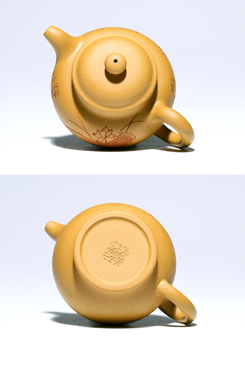 善财宜兴原矿黄金段泥名家吴文彩纯全手工紫砂壶掇只茶壶 原矿黄金