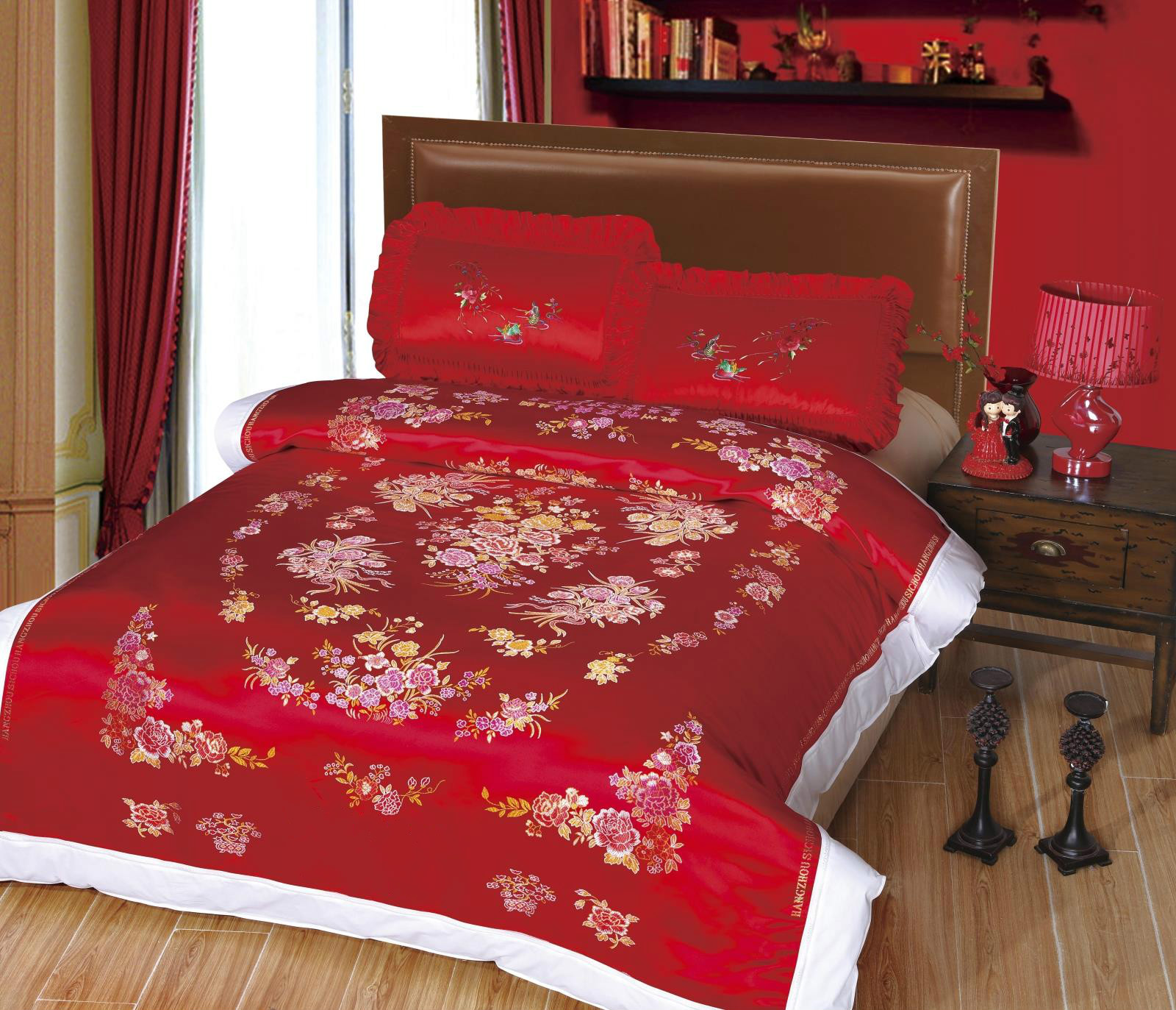 卓尔曼婚庆杭州丝绸被面软缎绸缎缎子被面结婚七彩织锦缎被面彩金白子