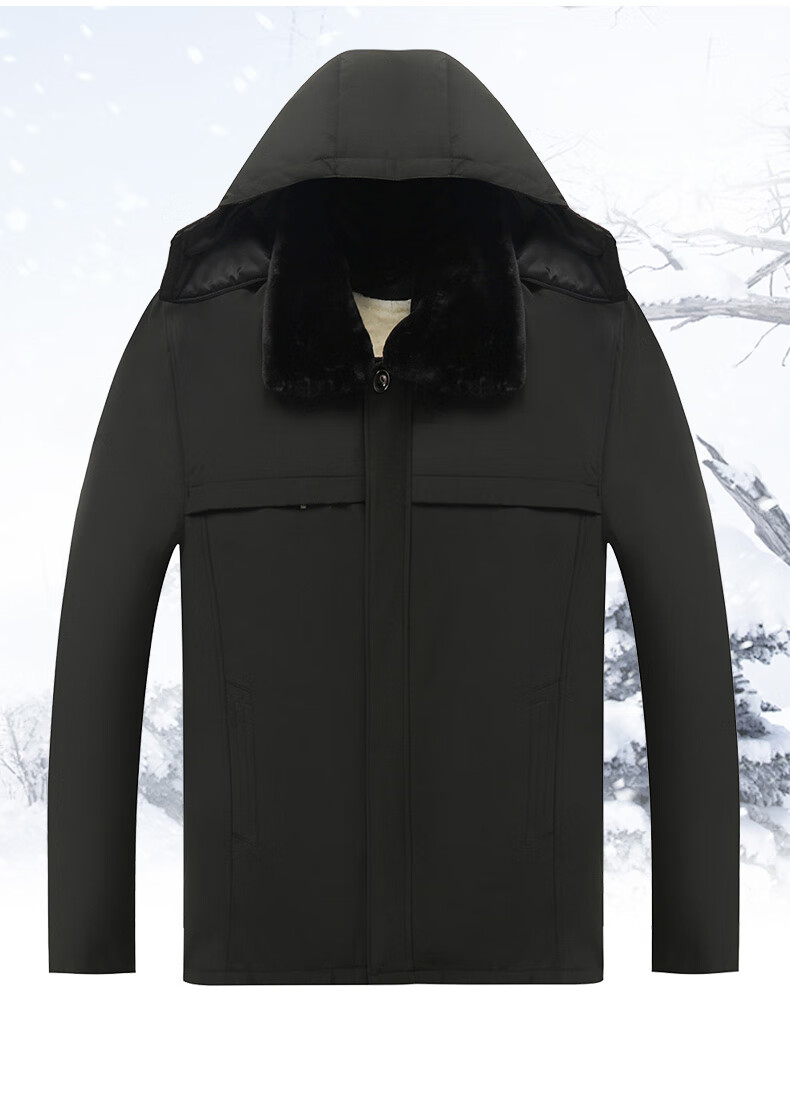 皮尔卡丹羊毛棉袄男皮毛一体羊皮棉衣加厚皮袄真羊毛外套中老年父