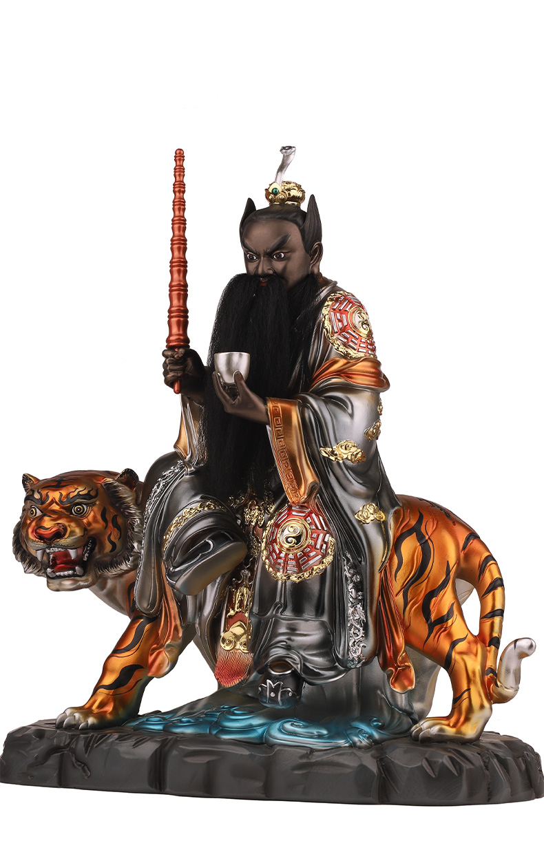 三漫陀龙虎山张天师神像摆件道教骑虎祖天师张道陵正一真人祖师爷 带