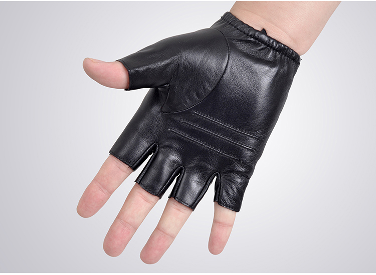 秋冬刺绣半指皮手套男女露指半截羊皮手套开车战术学生写字跳舞手套潮