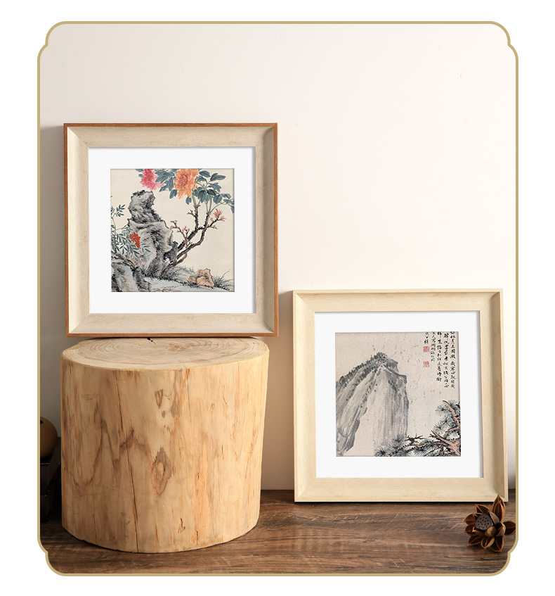 十字绣框国画装裱画框挂墙书法字画相框正方形剪纸十字绣外边框架自装