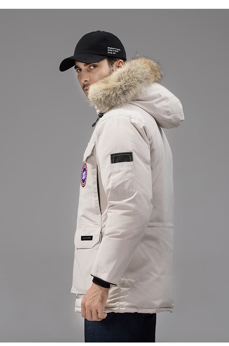 服女加拿大艾大鹅羽绒服男冬08远征工装派克连帽外套女 石墨灰(黑标)