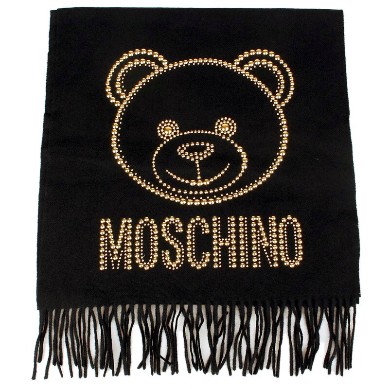 【现货】moschino莫斯奇诺2021秋冬新款男女同款黑色金属铆钉泰迪熊饰