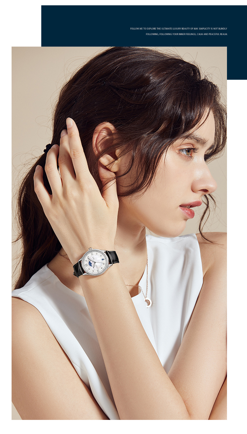 爱沃驰iw瑞士品牌名表女士手表防水日历月相腕表时尚潮流镶钻气质全