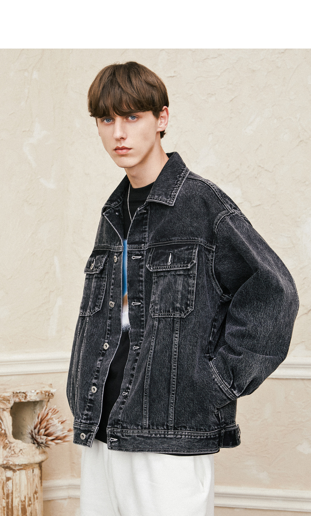 lilbetter牛仔外套男2021新款春秋夹克男秋装上衣潮流百搭衣服lb 黑色