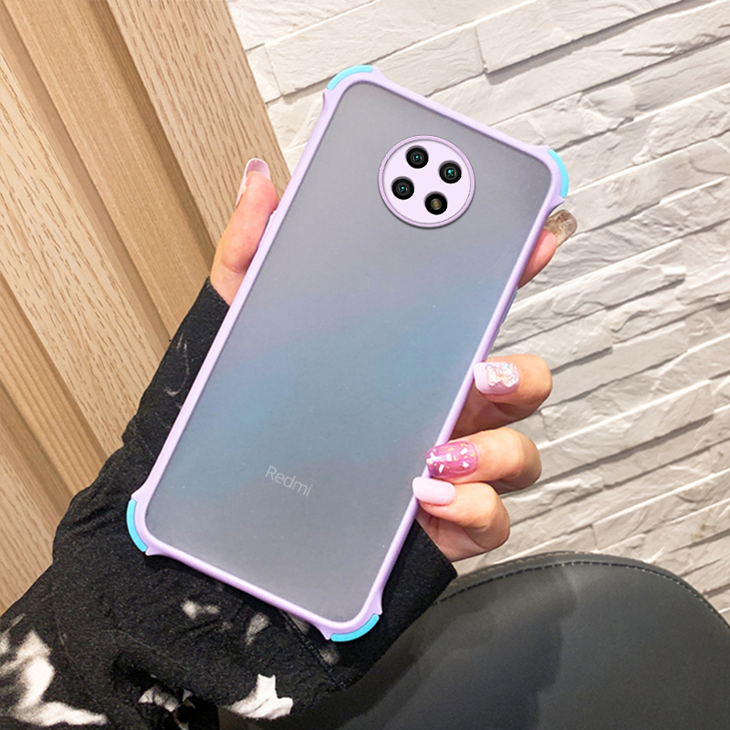 付奇 红米note9pro手机壳5g肤磨砂四角撞色软边半透明防摔红米note9
