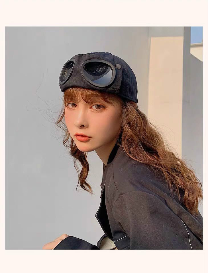 跋图飞行员戴眼镜鸭舌帽子男女韩版百搭学生街头ins嘻哈网红棒球帽潮a